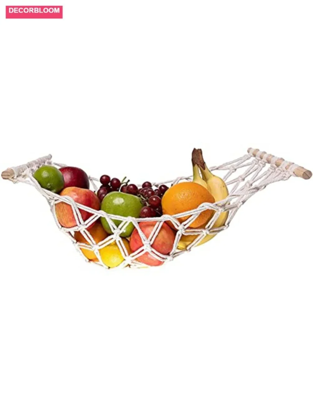 1Set Cotton Hanging Fruit Hammock with Banana Net Rope and 2 Hooks Under Cabinet